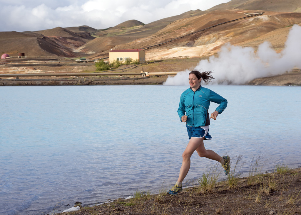 Yitka Winn running in Iceland.